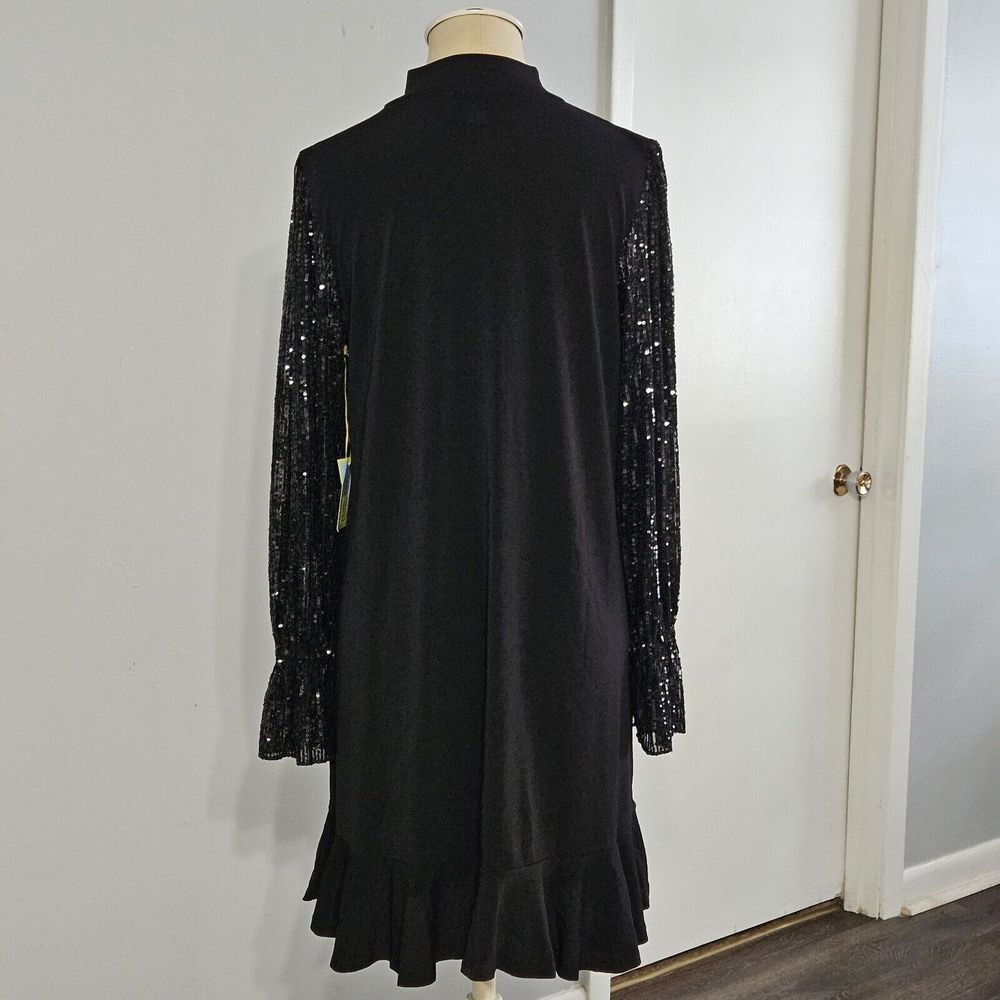 CeCe Women's Sequin Long-sleeve With Smocked Cuffs Dress Size Medium Nwt - Picture 7 of 10